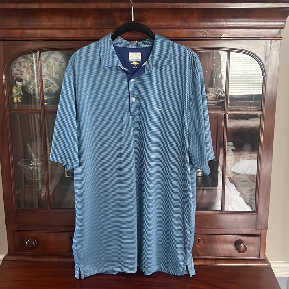 Greg Norman Collection Blue Micro-Striped Polo